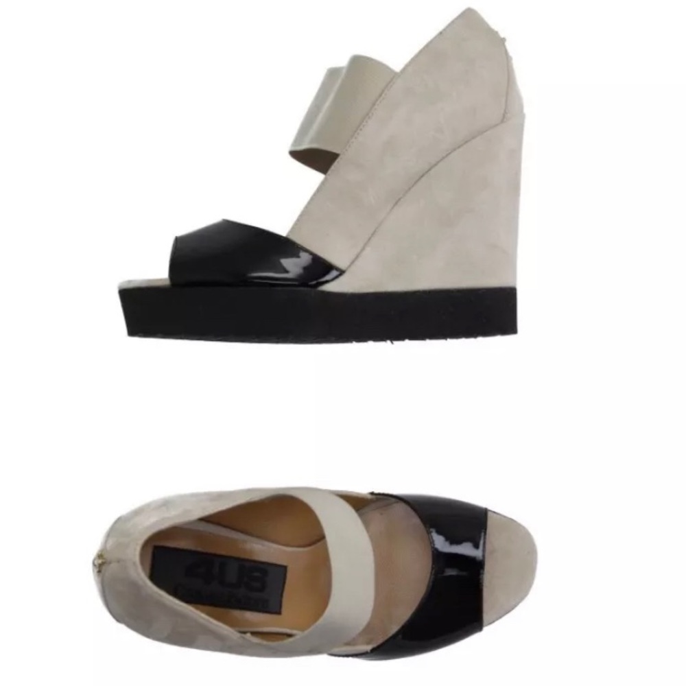 Cesare Paciotti  shoes NWB NWT grey and black size 40-9.5 USA wedges